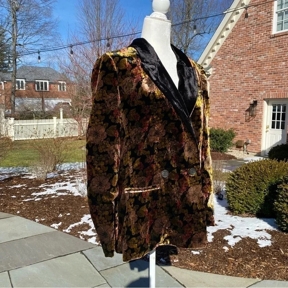 NWT Free People Nicolette Velvet Floral Blazer Oversized Boyfriend Jacket XS - Picture 11 of 17